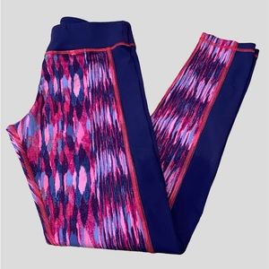 Gianni Bini Athletic Compression Leggings Purple & Pink Print Size Medium VGC
